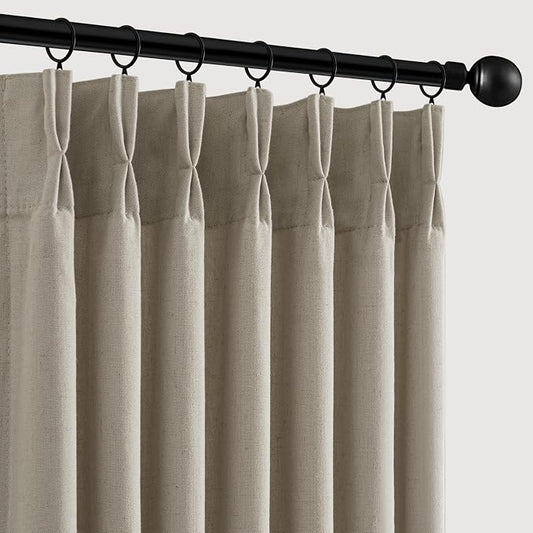 Memory Trained Pinch Pleated Curtains 84 Inches Long, Viral Linen Pinch Pleat by ANRODUO