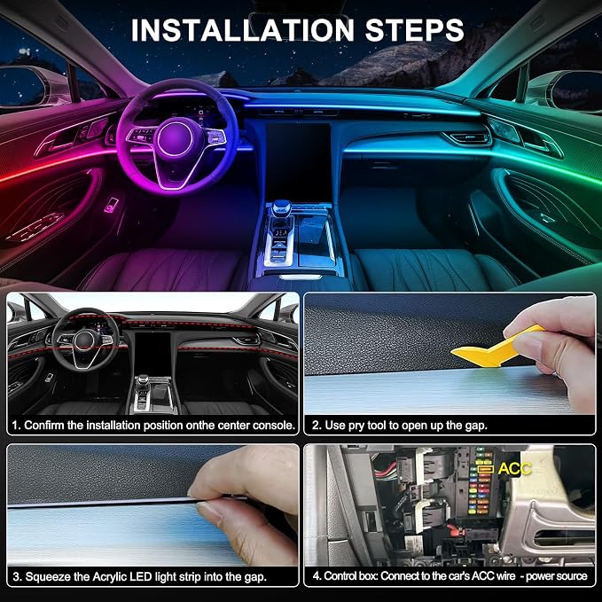 Dreamcolor Acrylic Interior Car LED Strip Light - Image 6