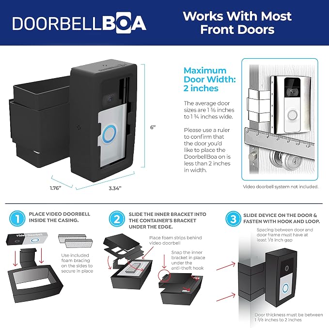 Anti-Theft Video Doorbell Door Mount, No Tools or Installation, Mounts Securely - Image 5