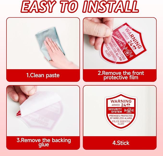 3PCS Security Alarm System Sign - Image 4