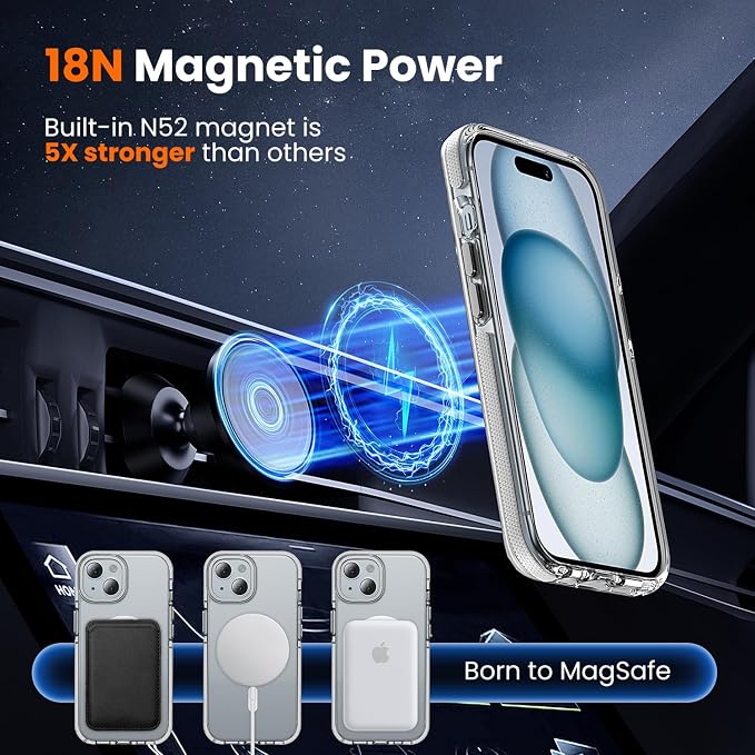 toushion 3 in 1 for iPhone 15 Case Clear - Image 3