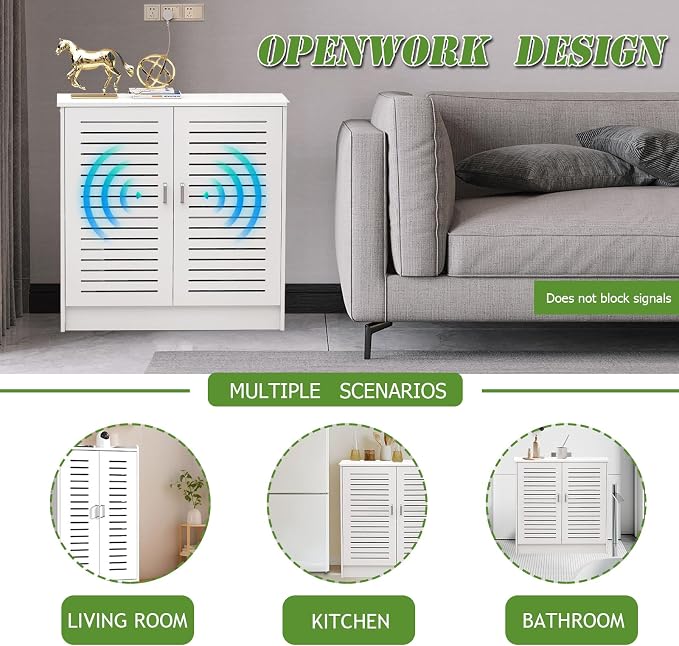 Large WiFi Router Cabinet 20''x31''x10'' Floor Standing Modem Organizer - Image 6