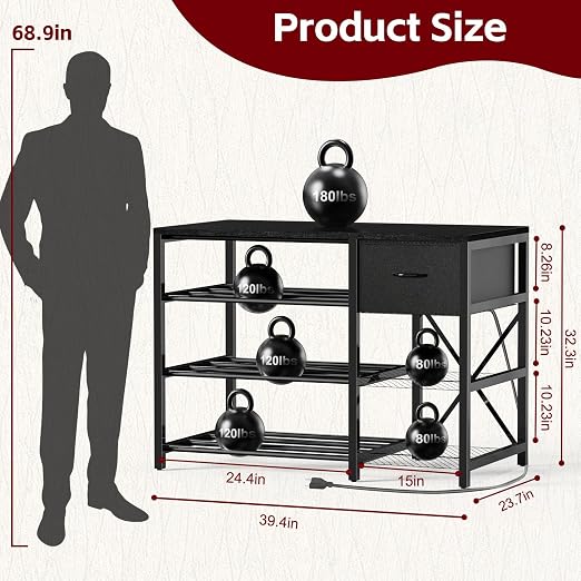 3D Printer Stand with Filament Storage Rack, 3-Tier Filament Holder with Drawer - Image 9
