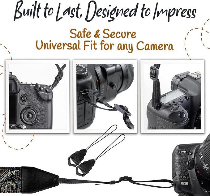 Art Tribute Camera Strap, Vintage Embroidered Neck Shoulder & Crossbody Camera - Image 7