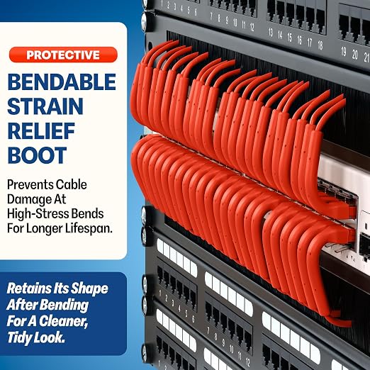 Everest Ultra Slim Cat6a Ethernet Patch Cables 2ft Orange - Image 3