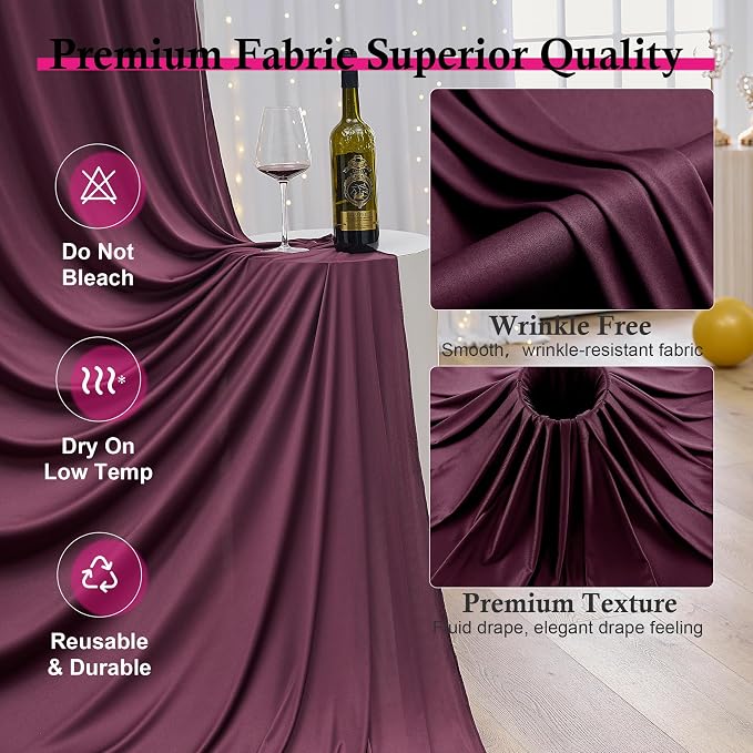 20ft x 12ft Burgundy Backdrop Curtains - Image 3