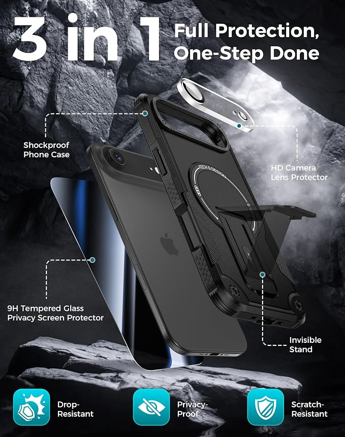 Goton for iPhone Air Case with Privacy Tempered Glass Screen Protector & Camera - Image 3