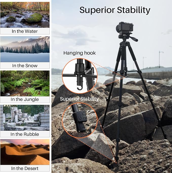 Fotopro 69'' Camera Tripod Lightweight Portable Travel Tripod - Image 6