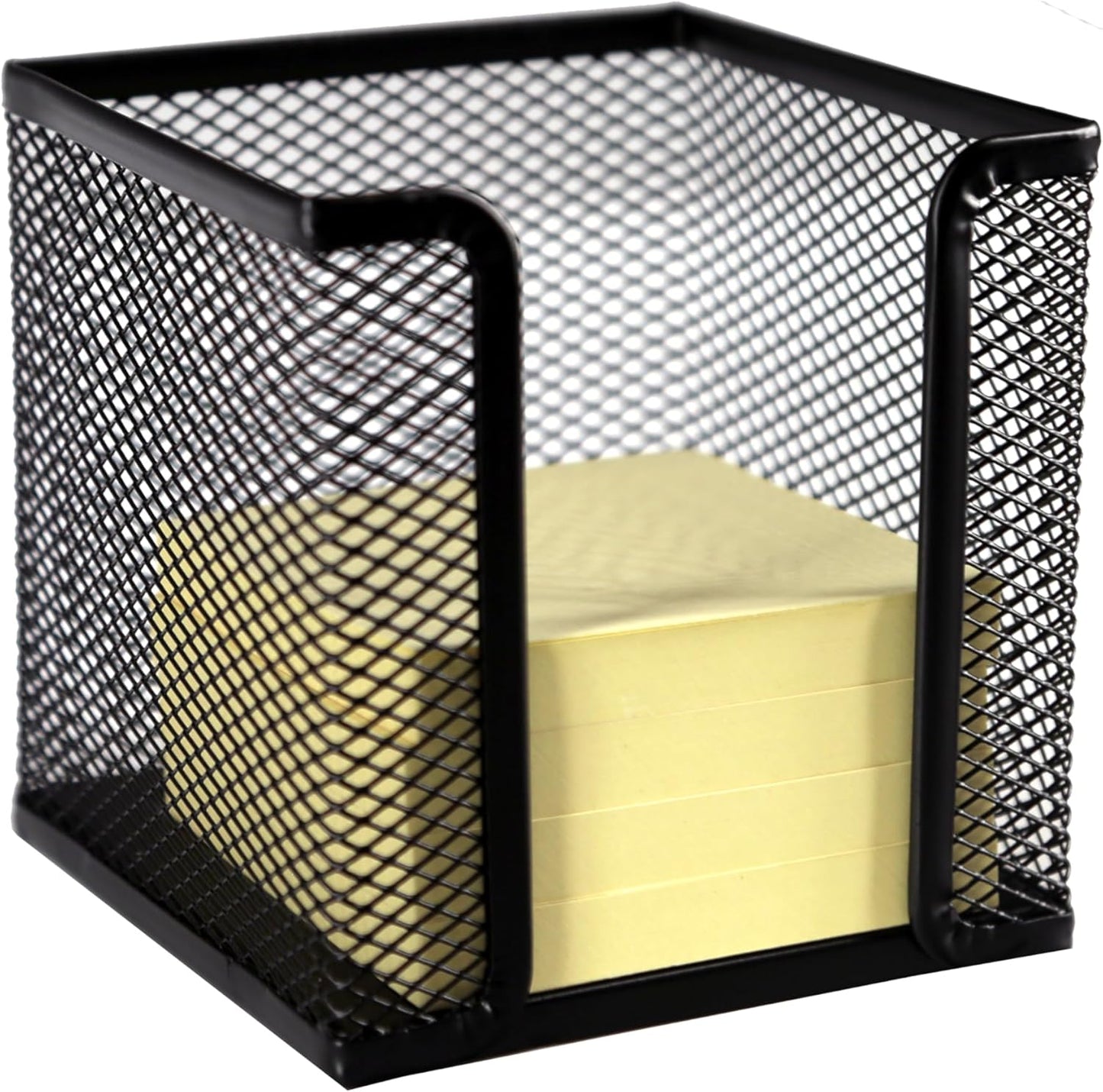 Huron Desktop Desk Sticky Note Pad Memo Note Cube Holder Dispenser for Office Home School, Black Metal Mesh (1/4/24/72) (24 pc)