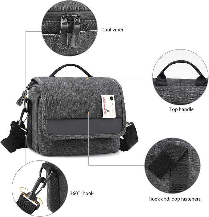 Besnfoto Camera Bag Purse Small Messenger Shoulder Bag - Image 3