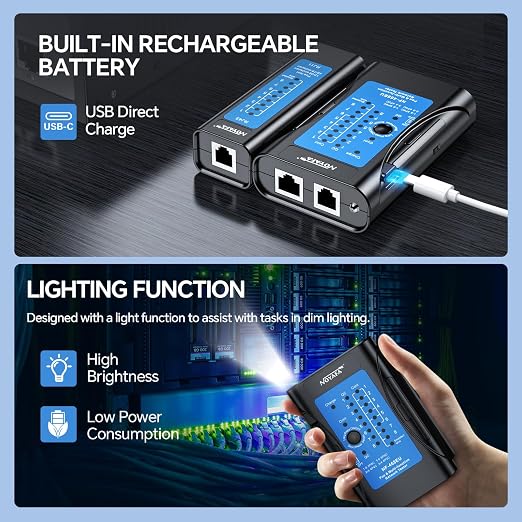 Rechargeable Network Cable Tester, NF-468EU Ethernet Cable Continuity Tester - Image 6