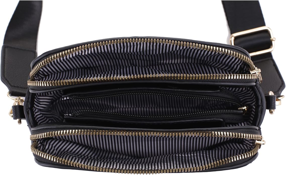 EVVE Crossbody Bags for Women Trendy Triple Zip Small Crossbody Camera Bag Purse - Image 6