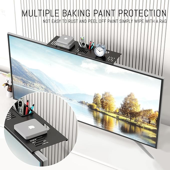 CABTE Adjustable Steel TV Top Shelf, Floating TV Stand, Universal Monitor Shelf - Image 3