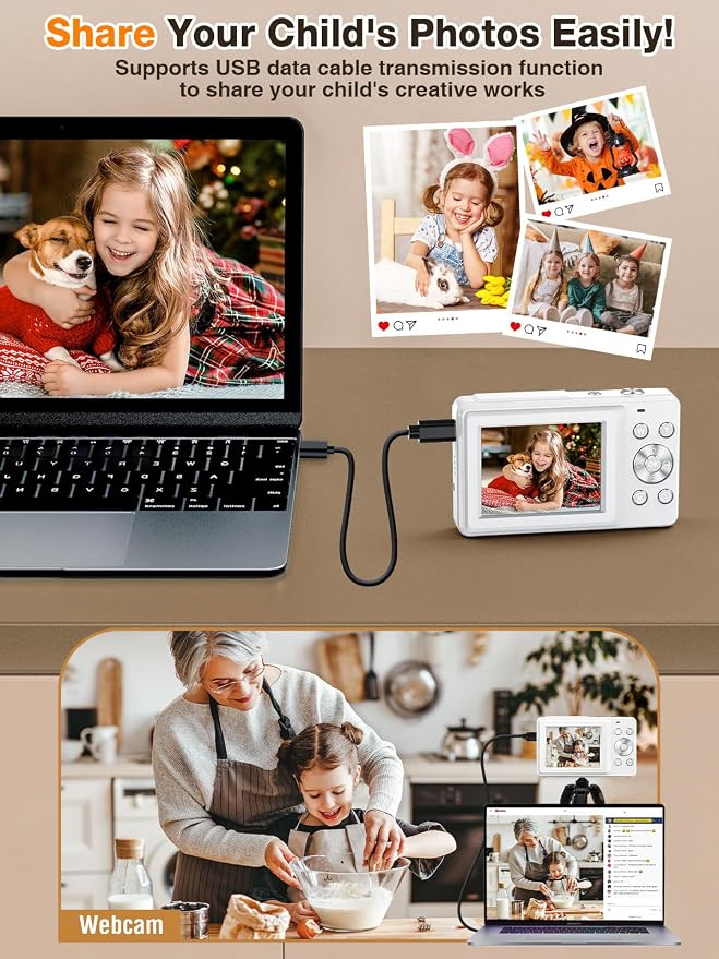 Digital Camera, FHD 1080P Kids Camera 44MP Point and Shoot Digital Cameras - Image 8
