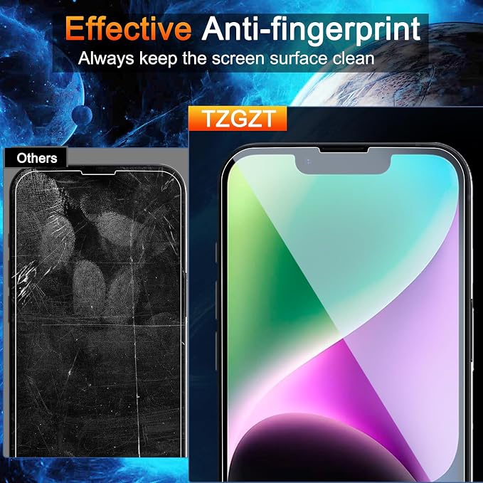 TZGZT 3 Pack Screen Protectors for iPhone 14, 9H Tempered Glass, Military Grade - Image 5