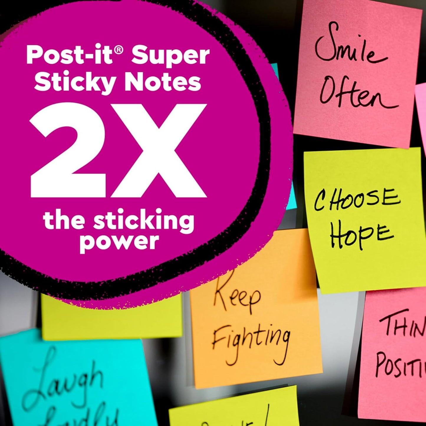 Post-it Super Sticky Notes, 4 Lined Note Pads, 4 x 4 in., 2X The Sticking Power, School Supplies and Office Products, Sticky Notes for Vertical Surfaces, Monitors, Walls and Windows, Simply Serene