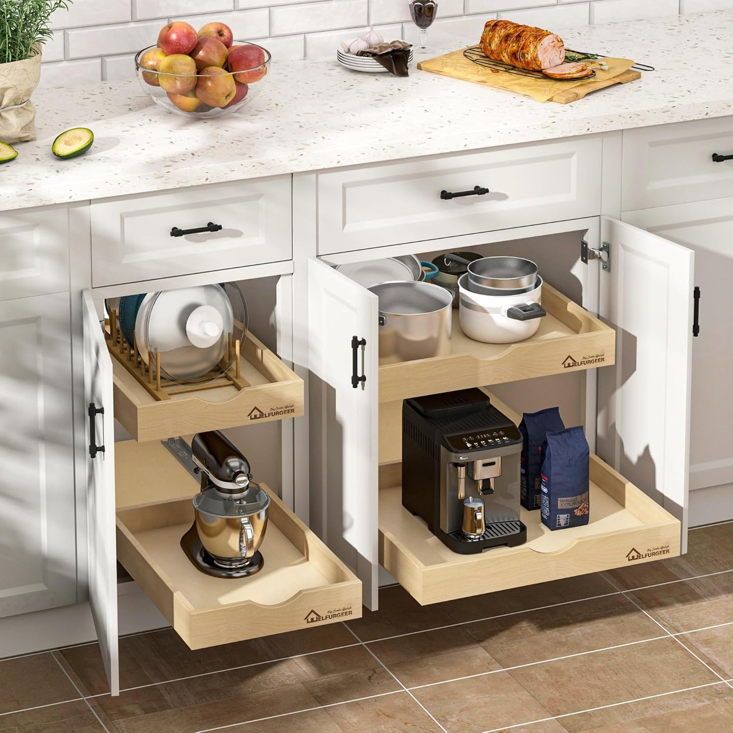 WelFurGeer Soft Close Pull Out Drawers for Cabinets, 17" W x 22" D Pull Out Cabinet Drawer with Heavy Duty Slides, Pull Out Cabinet Organizer, Cabinet Pull Out Shelves, Pull-Out Home Organizers