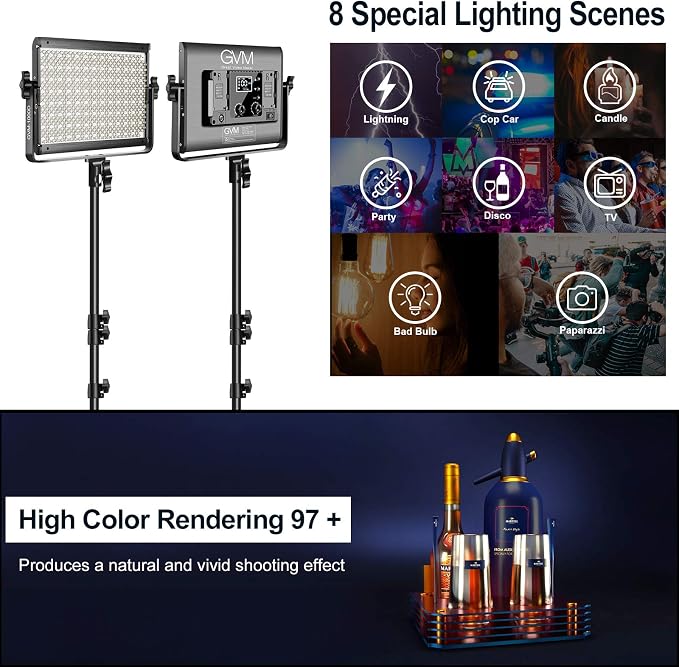 GVM RGB LED Video Light with Bluetooth Control, 360° Full Color 1000D PRO Video - Image 13