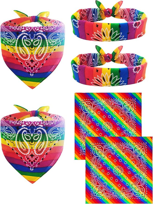 Mayam Rainbow Bandanas Headband Gay Pride LGBTQ Bandana Headband Hippie Bandana by llxieym