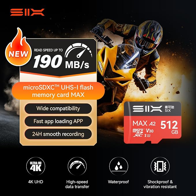 SIX M200 512GB Micro SD Card Read Up to 190MB/s - Image 2