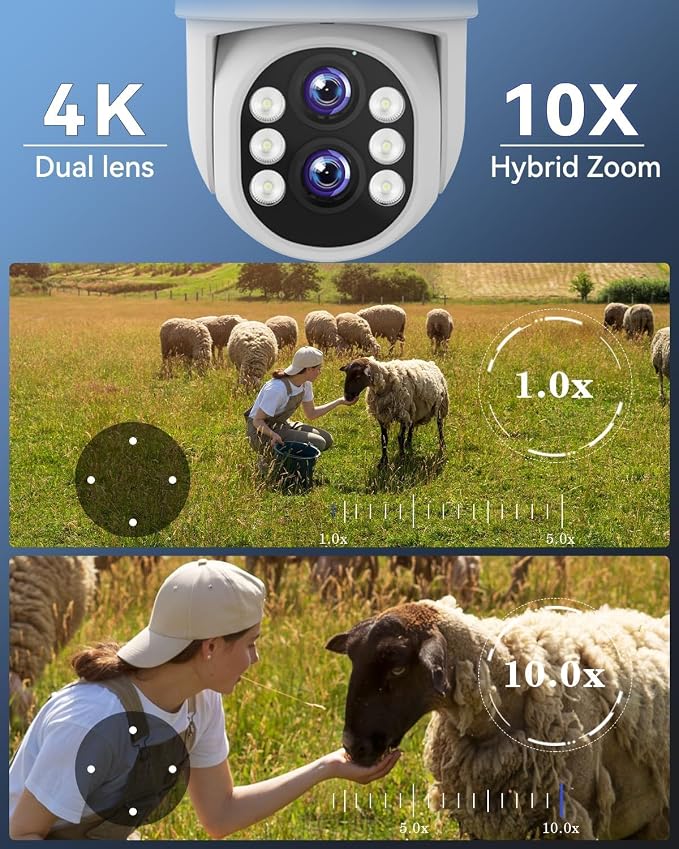 Wireless Security Camera System Outdoor: Dual Lens 6MP 10X Hybrid Zoom - Image 2
