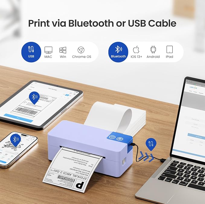 Bluetooth Thermal Shipping Label Printer, 4x6 Portable Direct Thermal Printer - Image 2