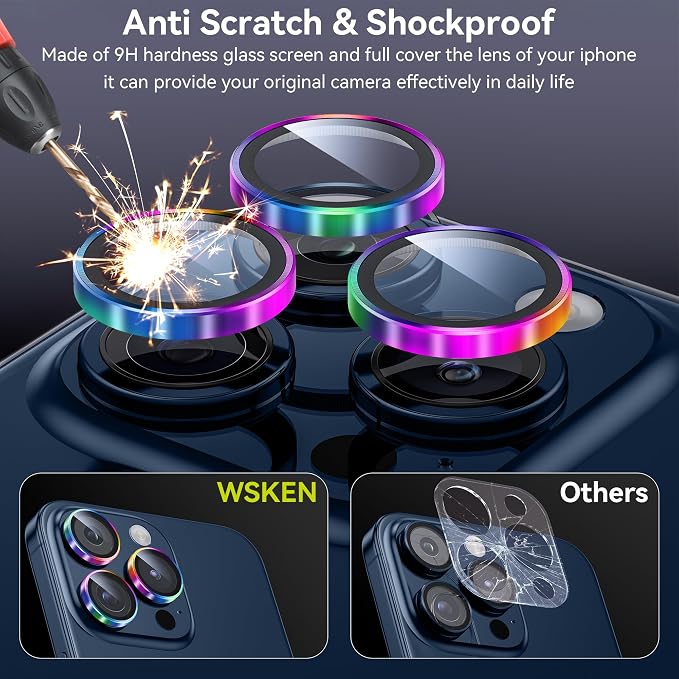 WSKEN for iPhone 15 Pro/iPhone 15 Pro Max Camera Lens Protector, Shatterproof - Image 3