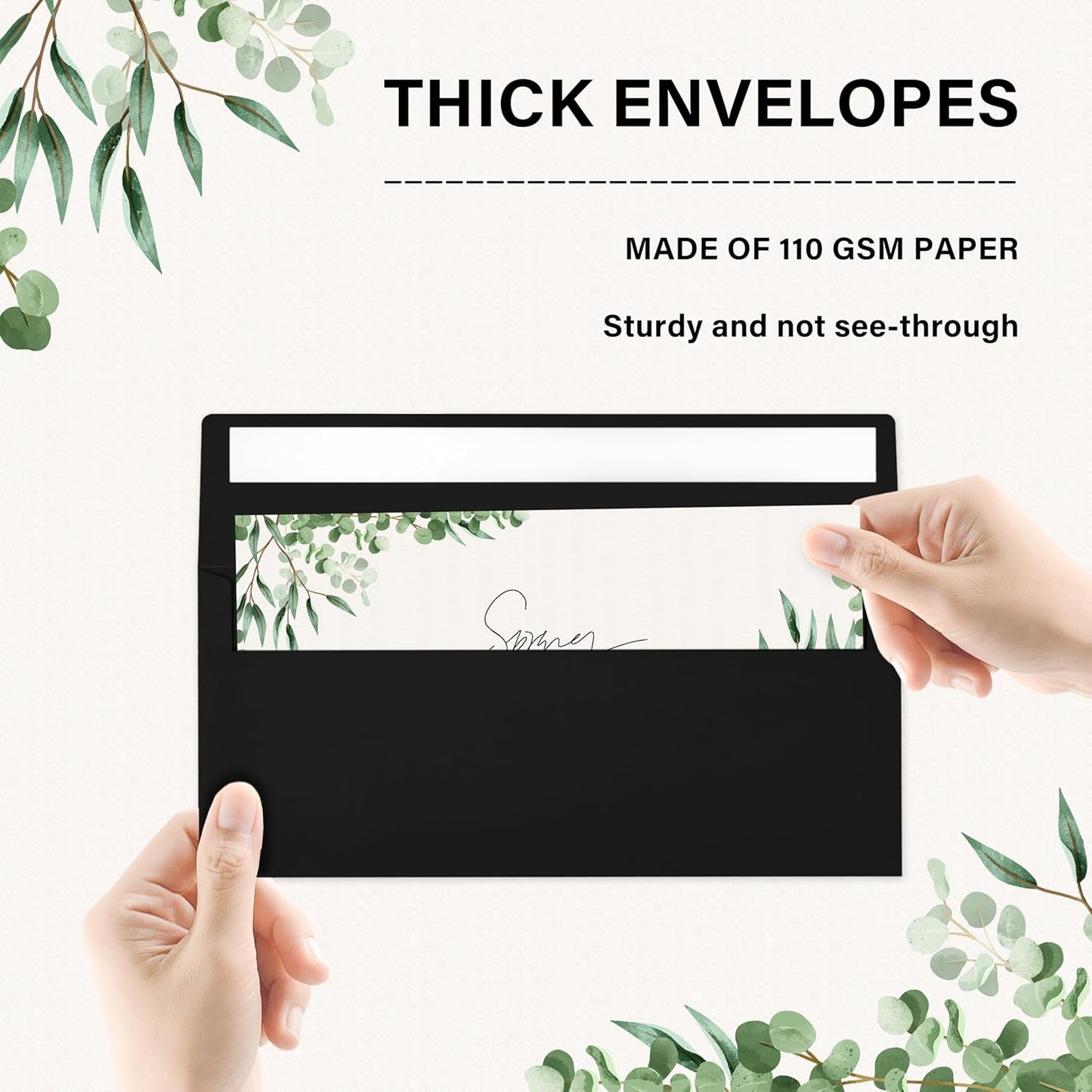 200 Pack #10 Business Envelopes, Self Seal Standard Black Envelopes for Secure Business & Legal Mailing, Office, Checks, Letter, Invoices, 4 1/8 x 9 1/2 Inches