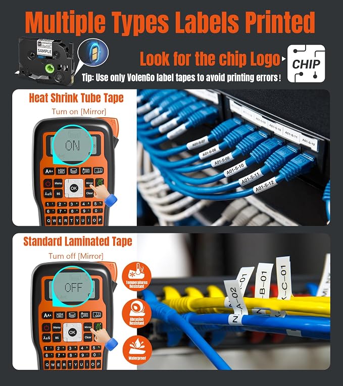 Label Maker Machine with-Tape, Heat Shrink Label Maker Waterproof-Labels - Image 7