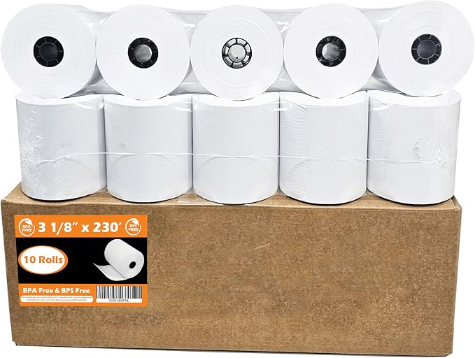 BPS Free & BPA Free Thermal Paper 3 1/8 x 230 Receipt Rolls fits all Clover POS by BuyRegisterRolls%C2%AE