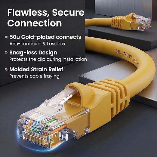 GEARit Cat 6 Ethernet Patch Cable 10 ft Yellow Cat6 Patch Cables 10ft - Image 4