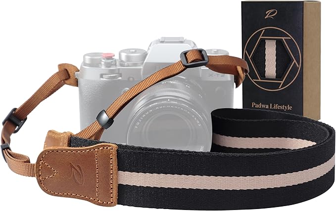 Padwa Lifestyle Black Striped Camera Strap by PadwaLifestyleCameraStrap