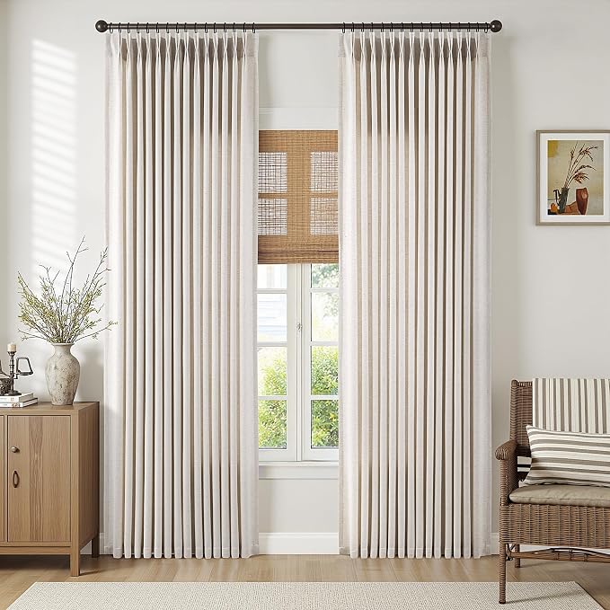 Memory Trained Pinch Pleated Curtains 90 Inches Long, Viral Linen Pinch Pleat - Image 2