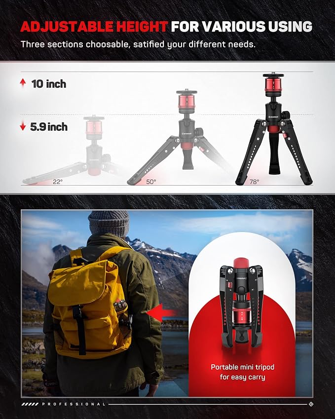 IFOOTAGE Monopod Base Cobra 3 Base, Aluminum Desktop Mini Tripod - Image 5