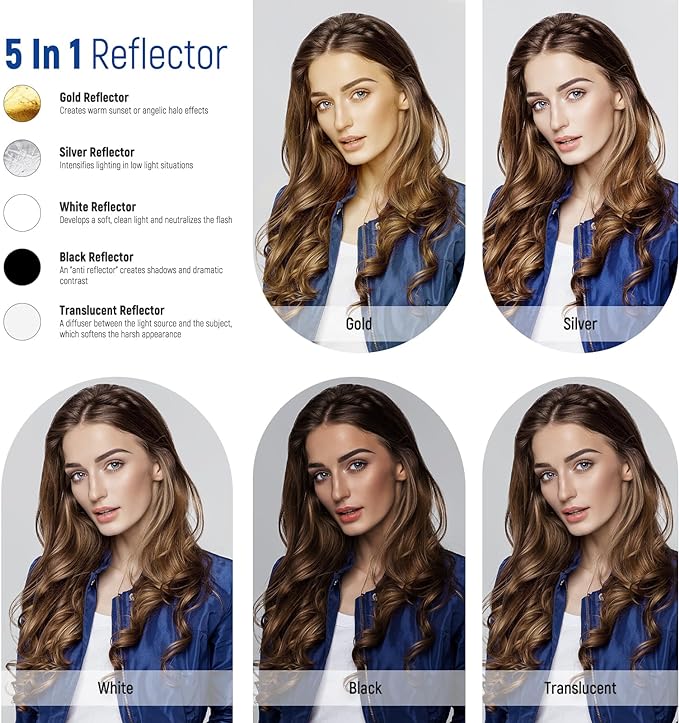 NEEWER 12"/30cm Light Reflector Light Diffuser 5 in 1 Collapsible Multi Disc - Image 2