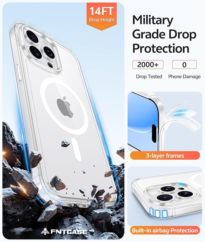 FNTCASE for iPhone 14 Pro Case: Anti Yellowing Transparent Clear Magnetic Phone - Image 5