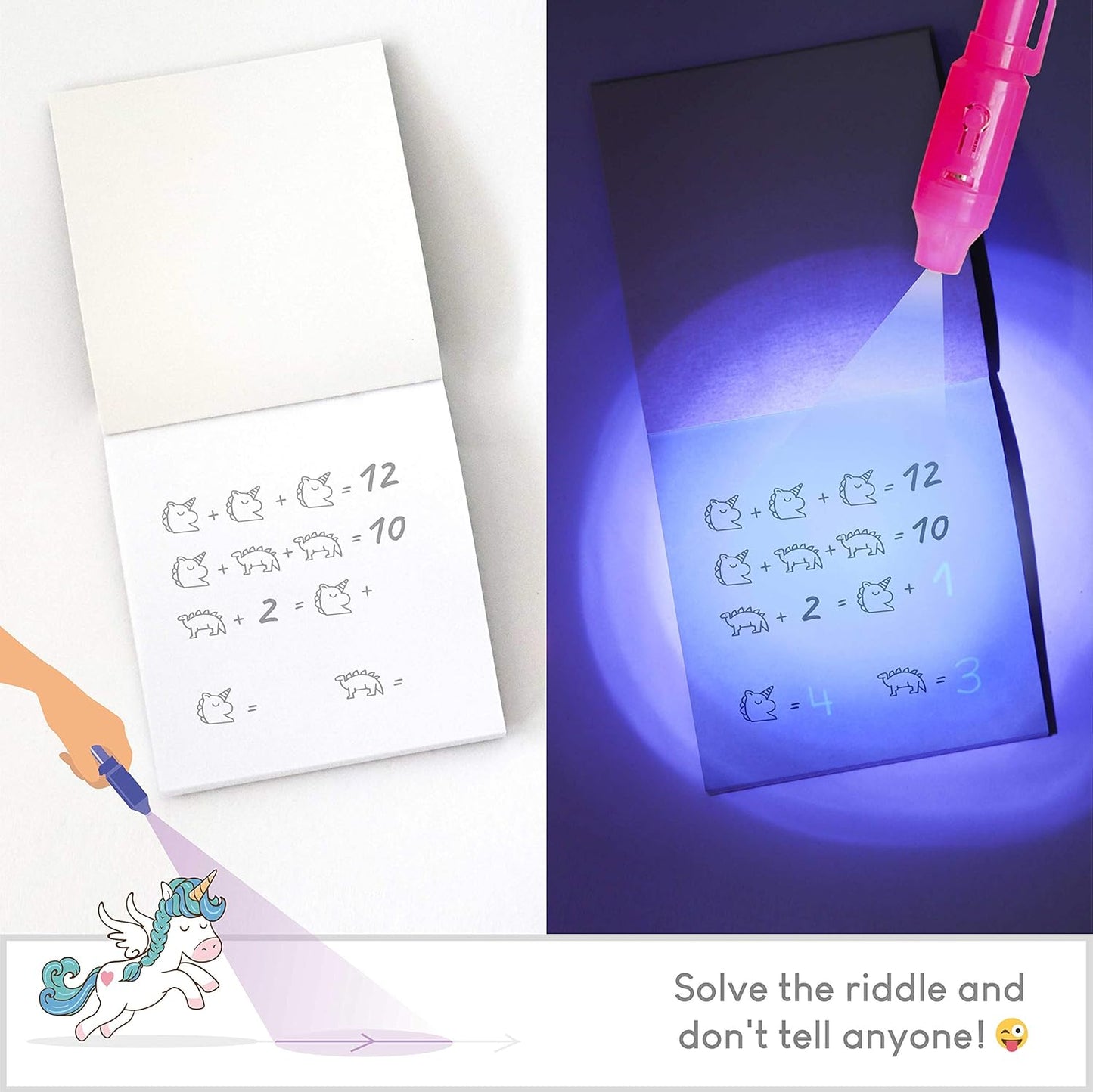 BONNYCO Invisible Ink Pen and Notebook Pack 16 Unicorn Party Favors for Kids, Magic Spy Pen Goodie Bags Stuffers for Kids, Unicorn Birthday Party Supplies, Goody Bag Stuffers | Return Gifts Prizes
