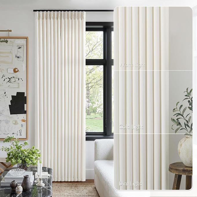 Natural Cream Linen Pinch Pleated 94 Inch Curtains - Image 9
