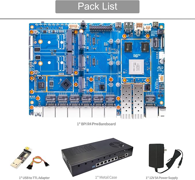 youyeetoo BPI-R4 Pro 8X/4E WiFi 7 Router Board, 8GB DDR4 MT7988A Cortex-A73 - Image 2