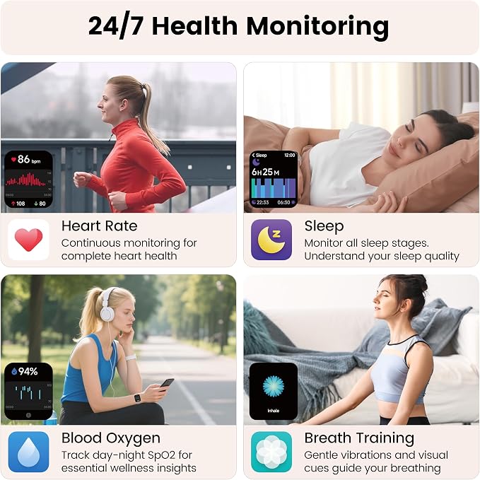 Smart Watch with Alexa Built-in, 1.83" HD Touchscreen Fitness Tracker with - Image 4