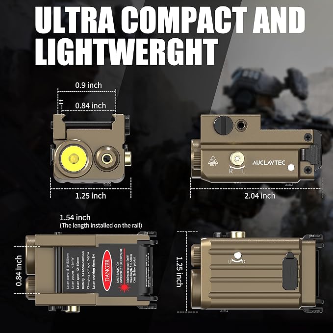 AUCLAYTEC Pistol Flashlight Blue Laser Combo 420 Lumens Pistol Light Recharge - Image 2