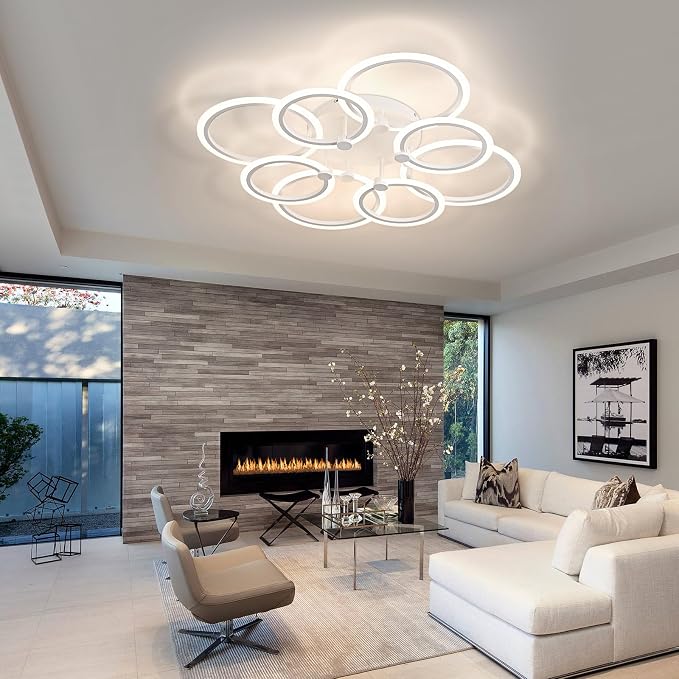 LED Ceiling Light, 8-Ring Modern Flush Mount Fixture, 145W Dimmable 3000K–6500K - Image 8