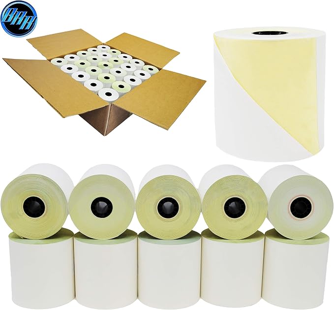 3'' x 95' White/Canary 2 Ply Carbonless Kitchen Printer Paper Cash Register - Image 4