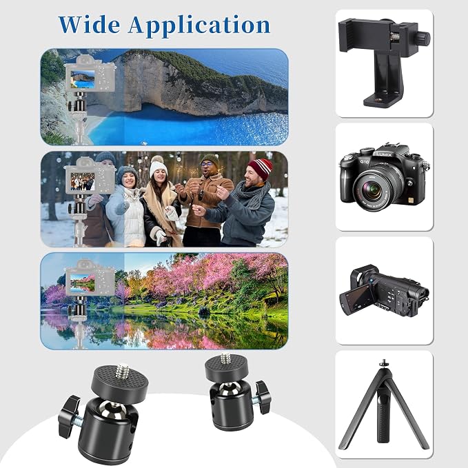 Mini Ball Head 360 Rotatable Ball Heads Camera Mount Adapter, Compatible - Image 4