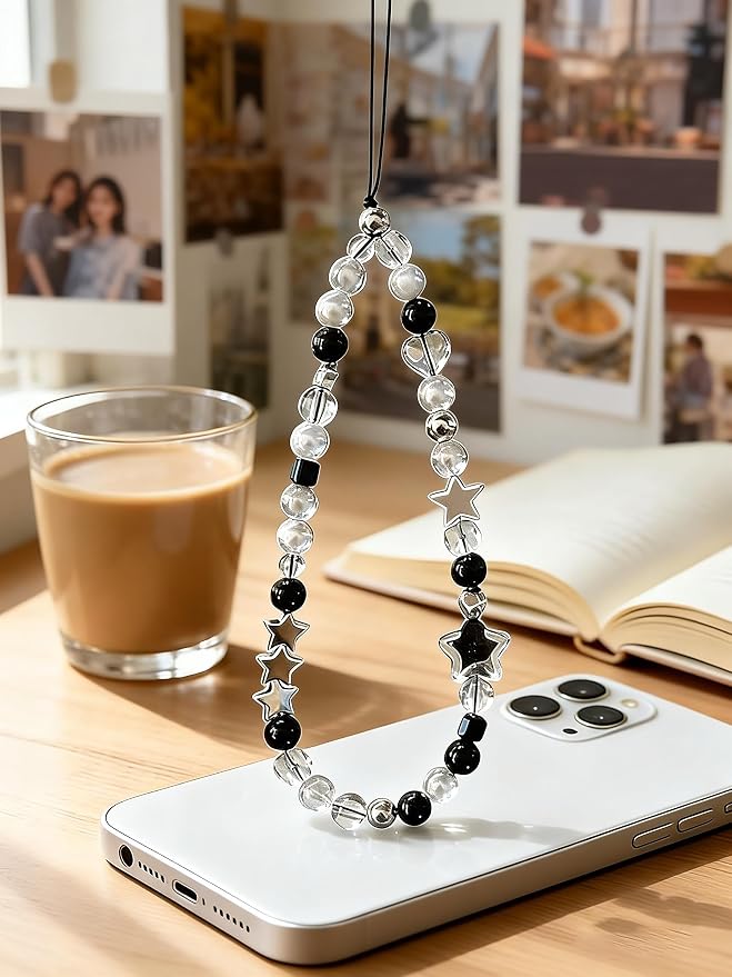 2 Pcs Phone Charm Strap Hand for iPhone Wrist Strap Camera Lanyard Pearl Beaded - Image 5