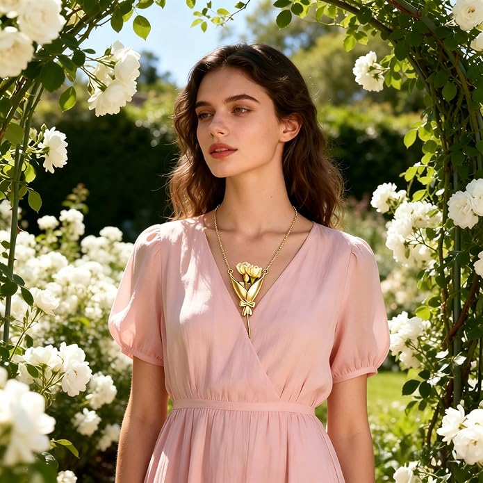 Flower Holder Necklace for Women Creative Mini Wearable Floral Vase Necklaces - Image 2