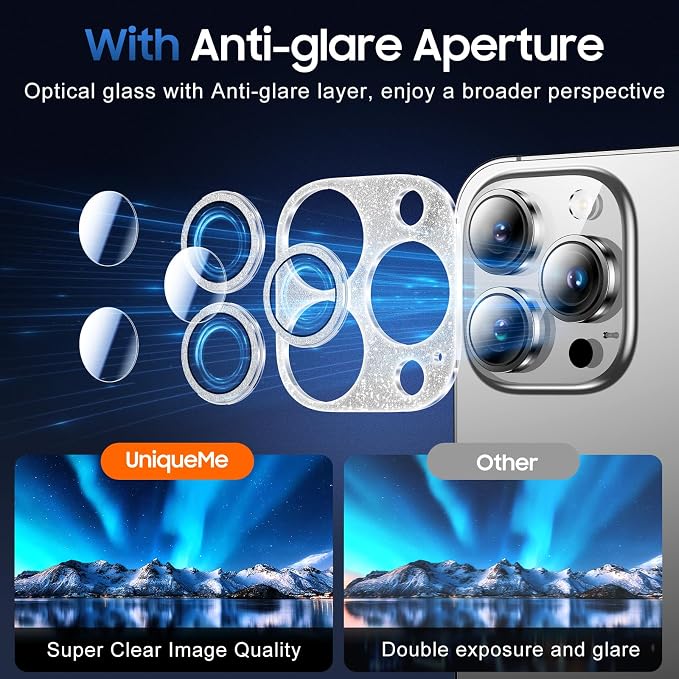 UniqueMe 3 Packs Compatible for iPhone 13 Pro Max/iPhone 13 Pro Camera Lens - Image 4