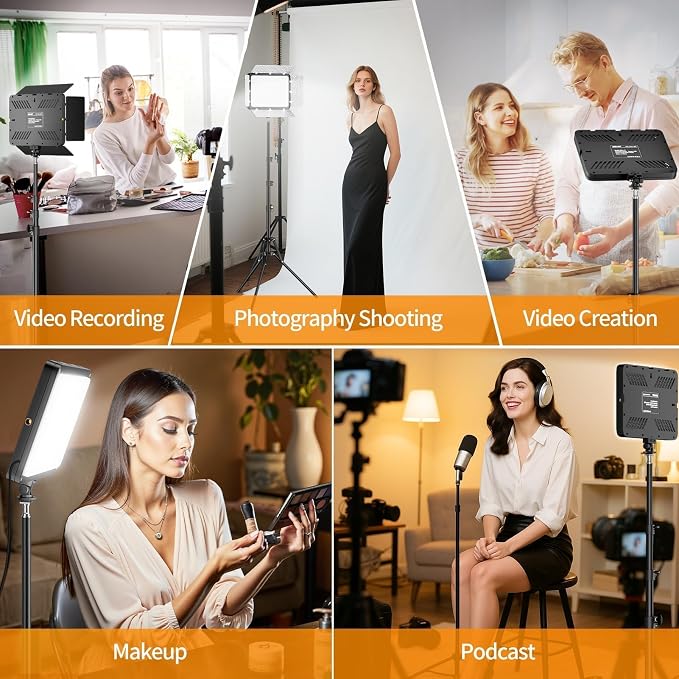 EMART LED Video Light Kit with Phone Holder & Barndoor, 2800-7000K Dimmable - Image 5