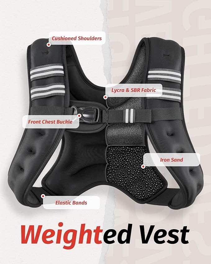 ZELUS Weighted Vest, 6lb/8lb/12lb/16lb/20lb/25lb/30lb Weight Vest - Image 4