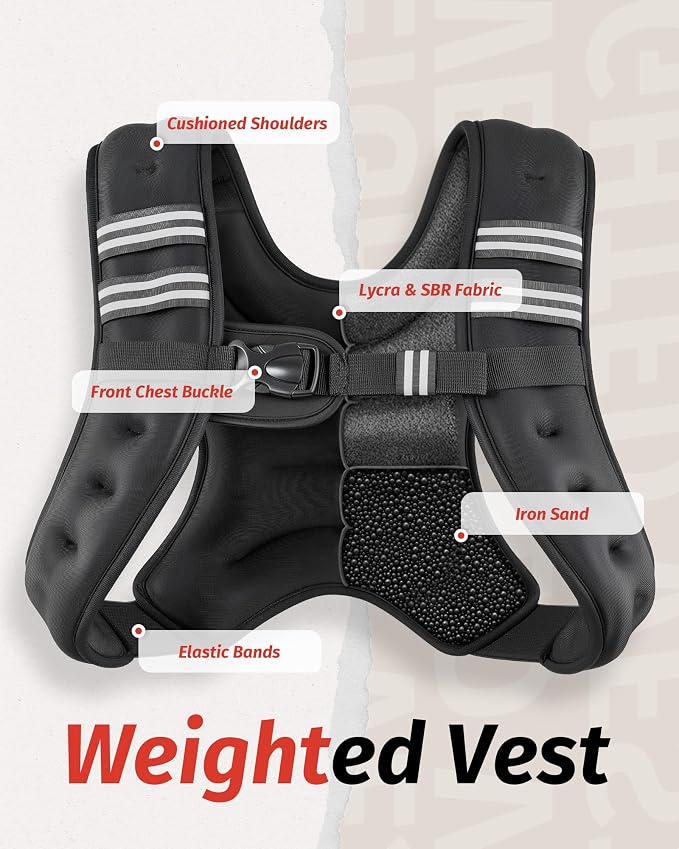 ZELUS Weighted Vest, 6lb/8lb/12lb/16lb/20lb/25lb/30lb Weight Vest - Image 4